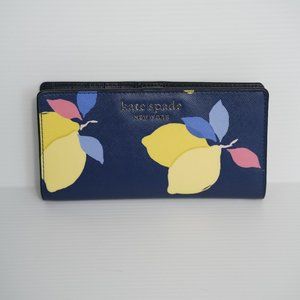 (NWOT) KATE SPADE Navy and Lemon Wallet